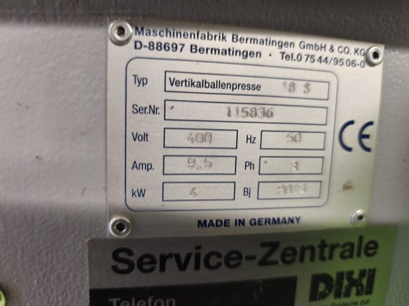 Papier- Karton Ballenpresse Vertikalballenpresse DIXI 18 S